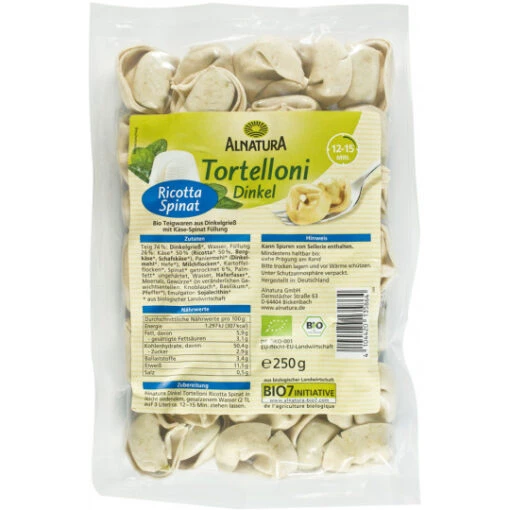 Bio Dinkel Tortelloni Ricotta Spinat 250G -Lebensmittelgeschäft 4104420135864 alnatura biotortelloni ricotta spinat