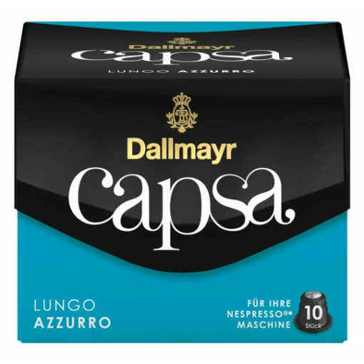 Capsa Lungo Azzurro Intensität 8 Kaffeekapseln 10ST 56G -Lebensmittelgeschäft dallmayr capsa lungo azzurro blau frontal