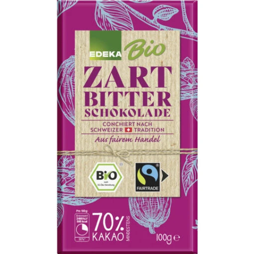 Bio Schweizer Zartbitterschokolade 70% 100G -Lebensmittelgeschäft edeka bio schweizer zartbitterschokolade 70 100g