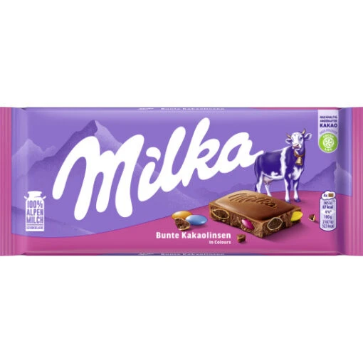 Alpenmilch Schokolade Mit Bunten Kakaolinsen 100G -Lebensmittelgeschäft milka alpenmilch schokolade mit bunten kakaolinsen 100g